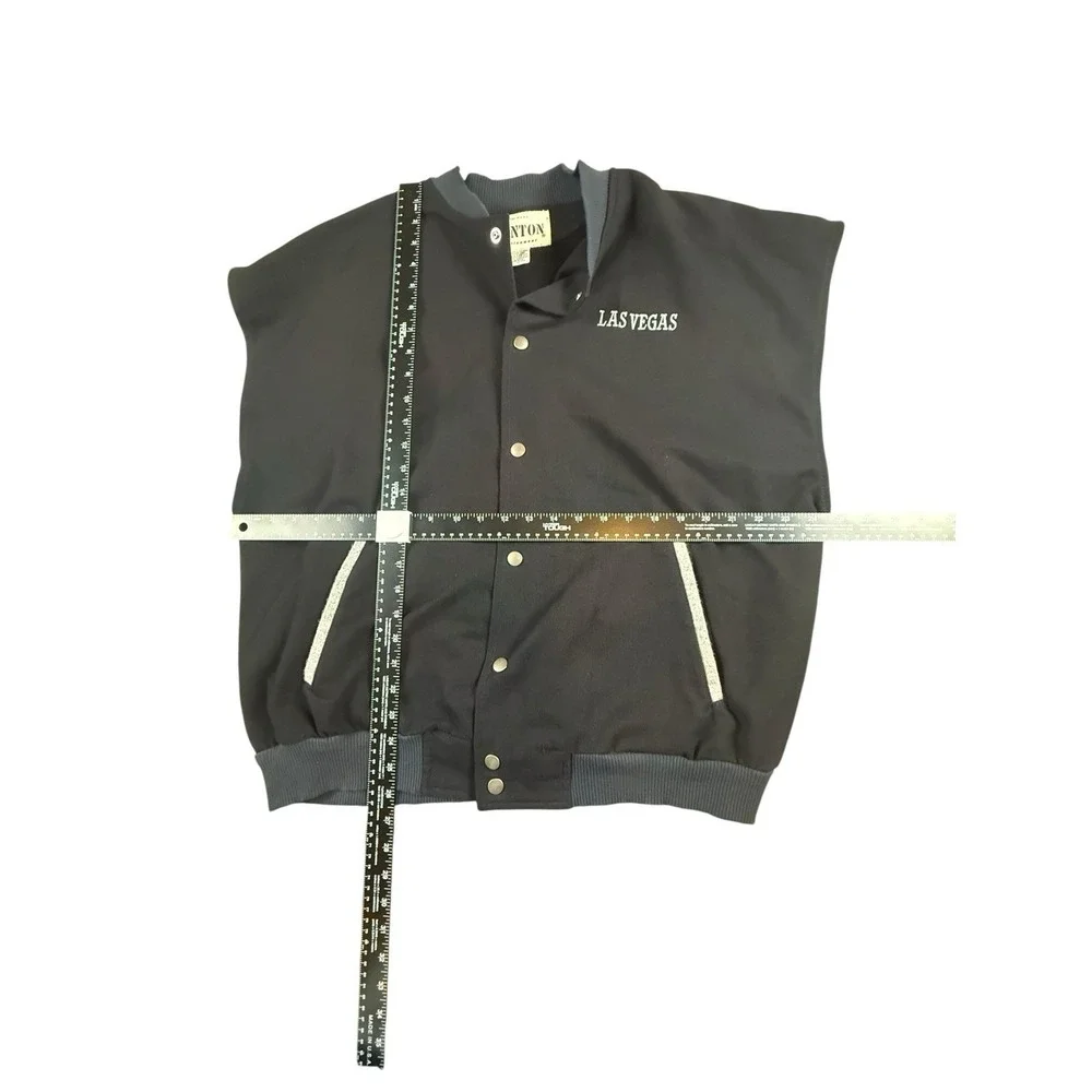 CANTON Varsity Jacket Mens XL Black Gray Las Vegas Made USA Cotton